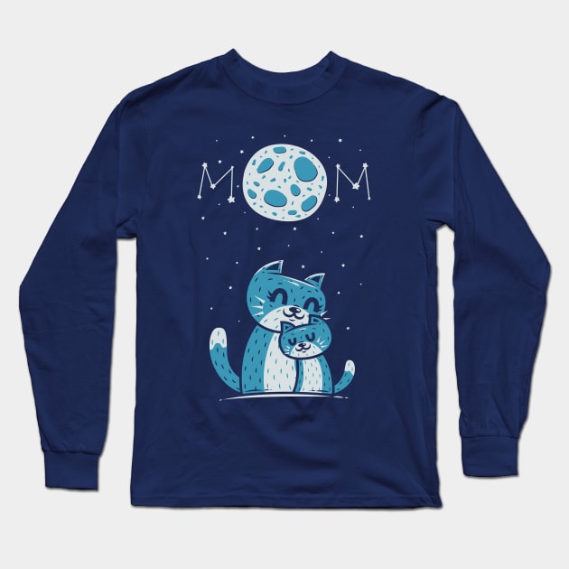 The Moon And The Mom Cat II Long Sleeve T-Shirt by krisren28